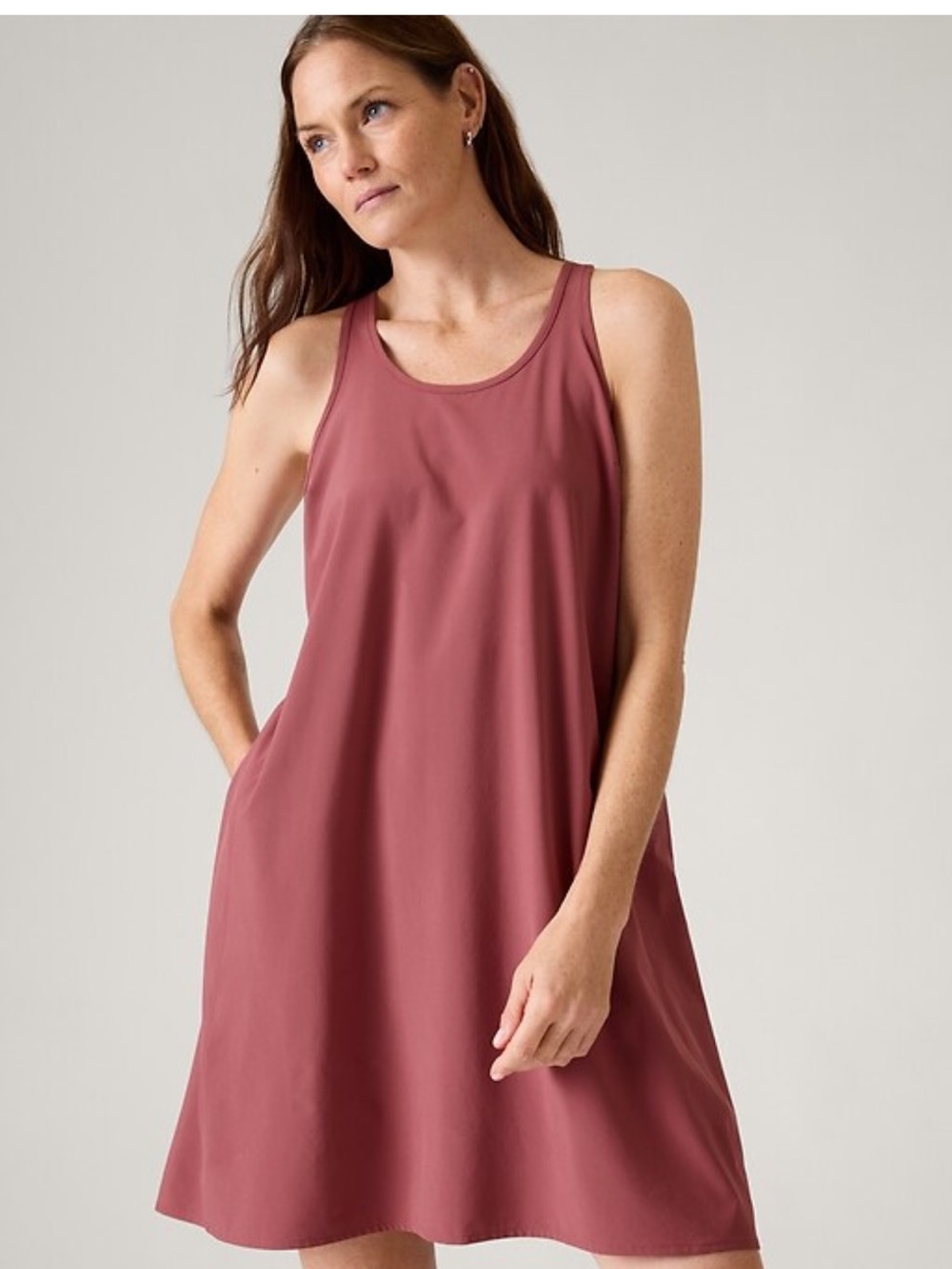 Athleta Presidio traveler dress dusty Rose Racerback Dress